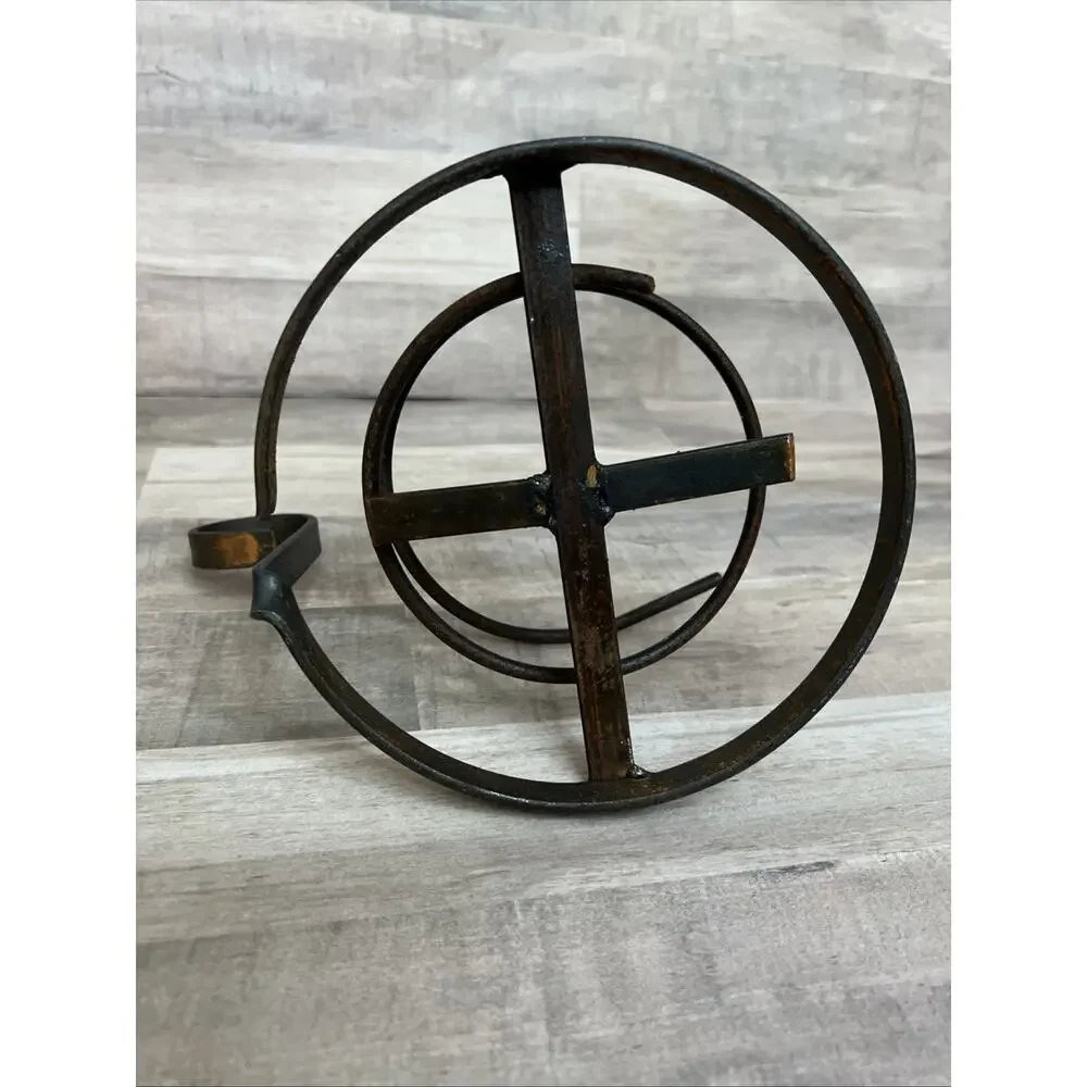 Vintage Candle Holder Wrought Iron Fat Candleholder Farmhouse Rustic Home Decor‎